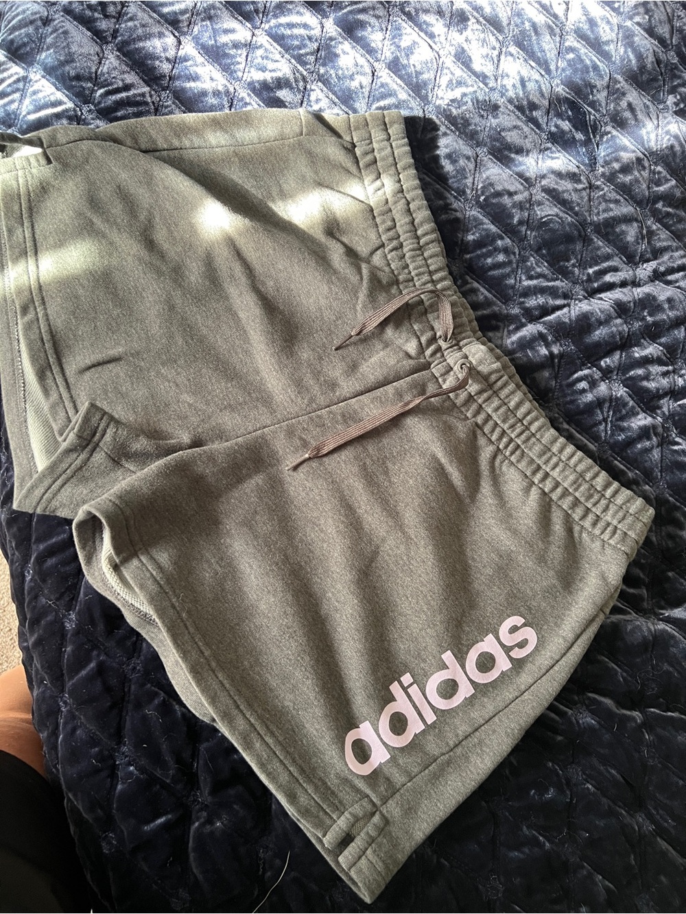 adidas Olive Green Lounge Shorts with Pink Logo